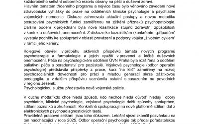 Závěrečné slovo setkání vojenských psychologů a psychiatrů 2024